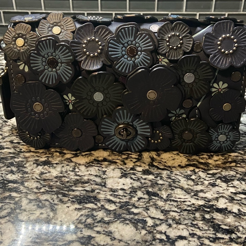 Coach Tea Rose Dinky in Midnight Navy